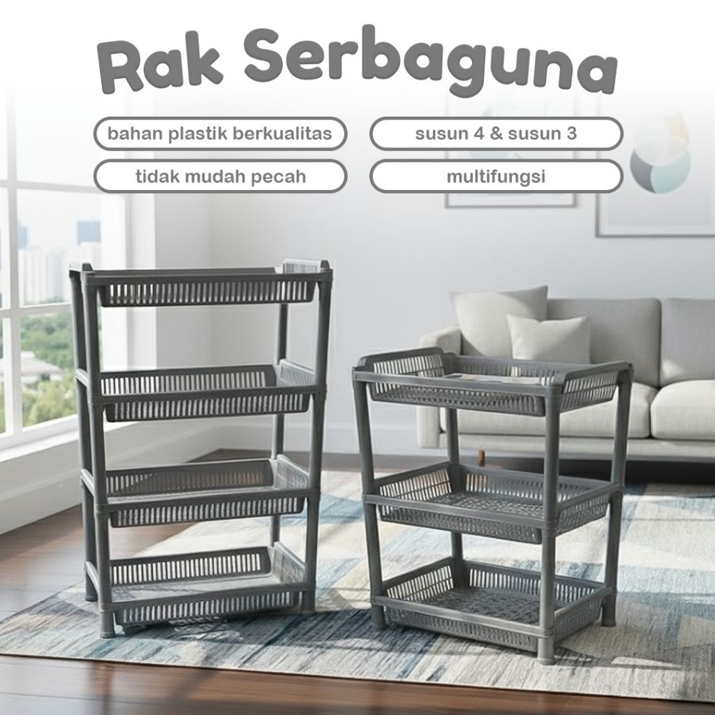 Rak plastik serbaguna 3 susun dan 4 susun / Rak warung Snack / rak besar