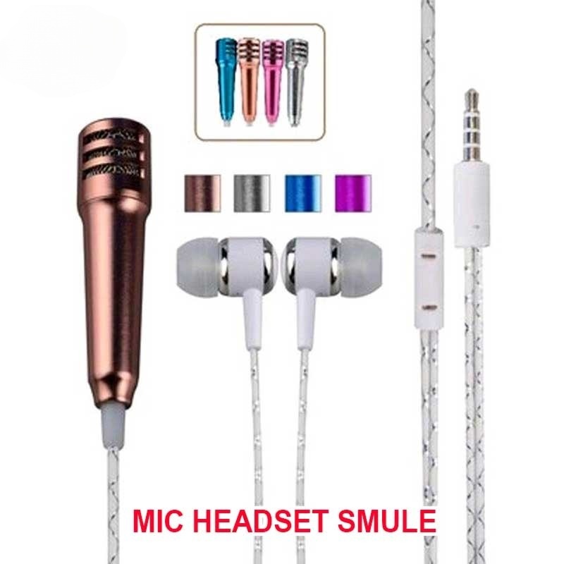MIC HEADSET SMULE – MICROPHONE EARPHONE UNTUK KARAOKE HP ANDROID & IPHONE, SUARA JERNIH ANTI NOISE, 