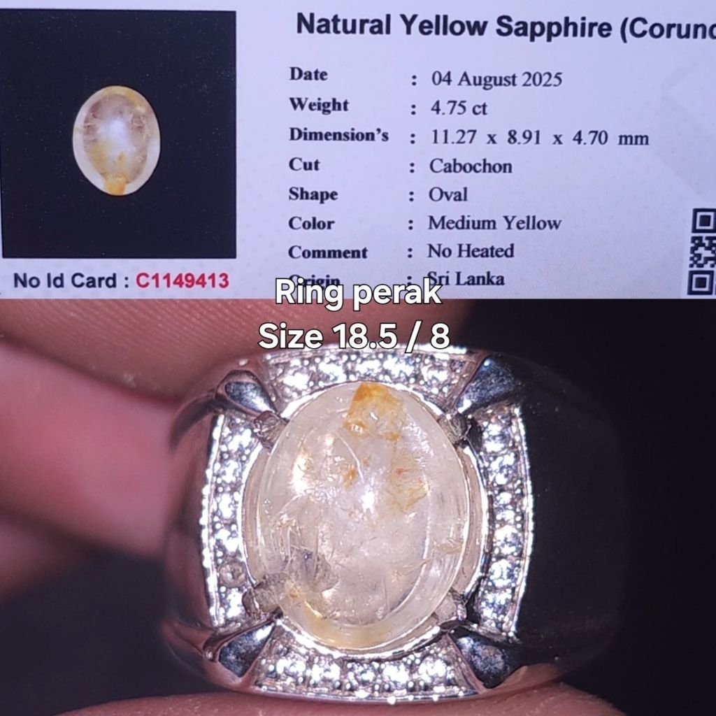 natural yellow sapphire ceylon yakut kuning srilanka safir BODY GLASS no treatment