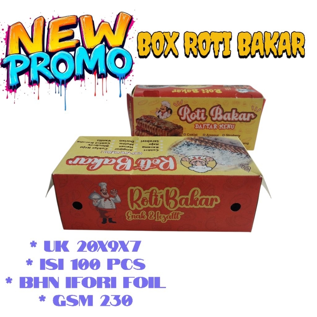 PROMO 100 PCS KEMASAN DUS BOX ROTI BAKAR IFORY FOIL UL 20X9X7//dus roti bakar//box roti bakar//kemas