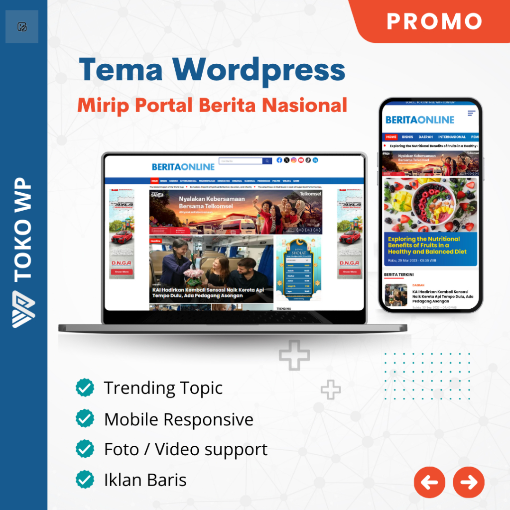 NOMINA: TEMA WORDPRESS MAJALAH ONLINE - LAYOUT GRID MODERN, DARK MODE, 5 VARIASI HOMEPAGE, OPTIMISAS