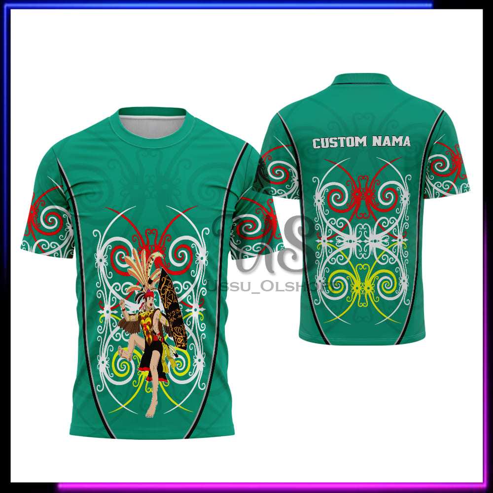 Jersey Batik Kalimantan - Baju Dayak - Kaos Batik Dayak Custom Nama