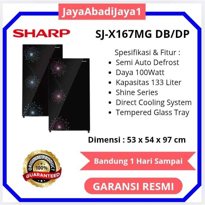 Promo kulkas 1 pintu  Sharp sjx 167 DB (biru) atau DP (pink) 133 L sjx167