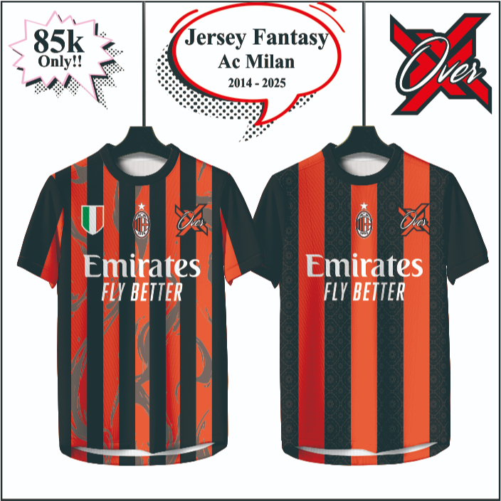 BAJU JERSEY FANTASY AC MILAN HOME 2014-2025 GRADE ORI UNTUK ANAK DAN DEWASA {OVERX}