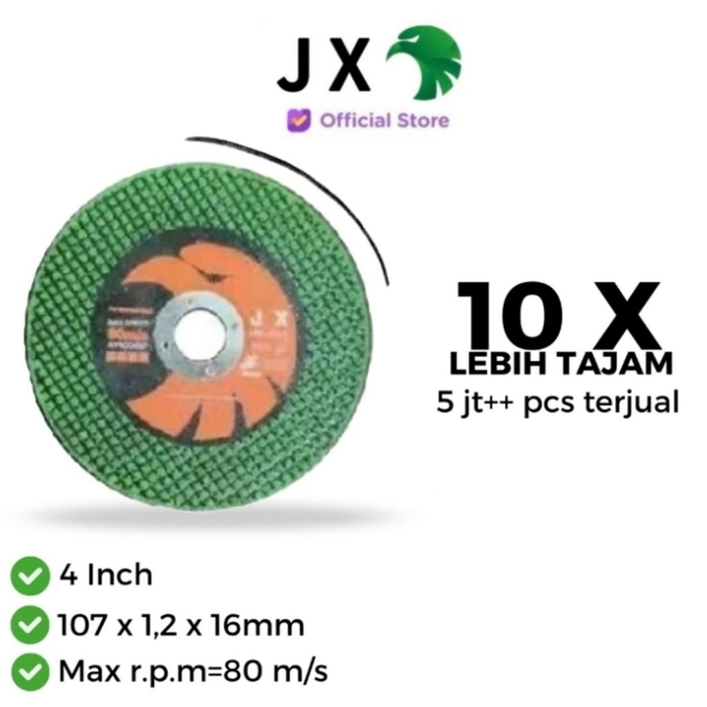 MATA GERINDA POTONG 4 INCH Hijau JX Cutting Wheel Disk Batu Gerinda Potong