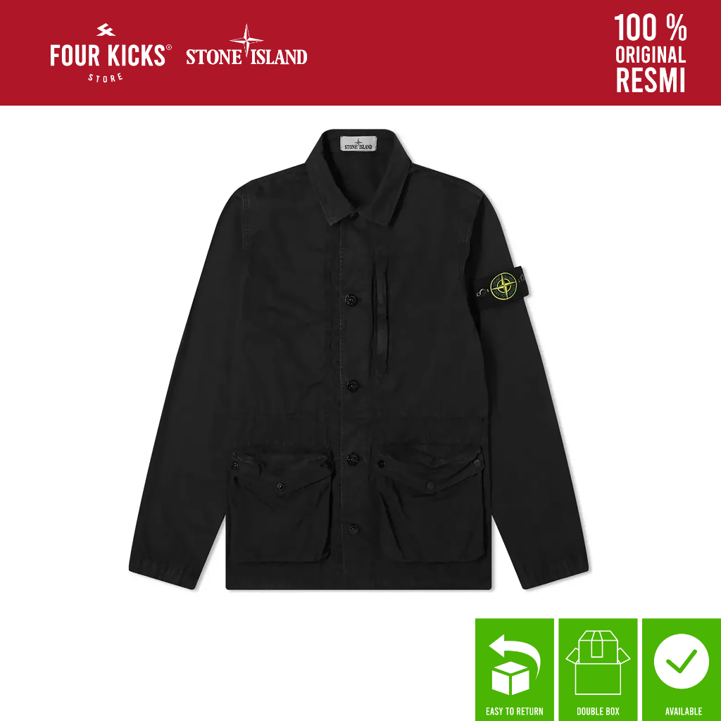 Stone Island 3 Pocket Jacket Vintage Canvas Black TELA SMERIGLIATA