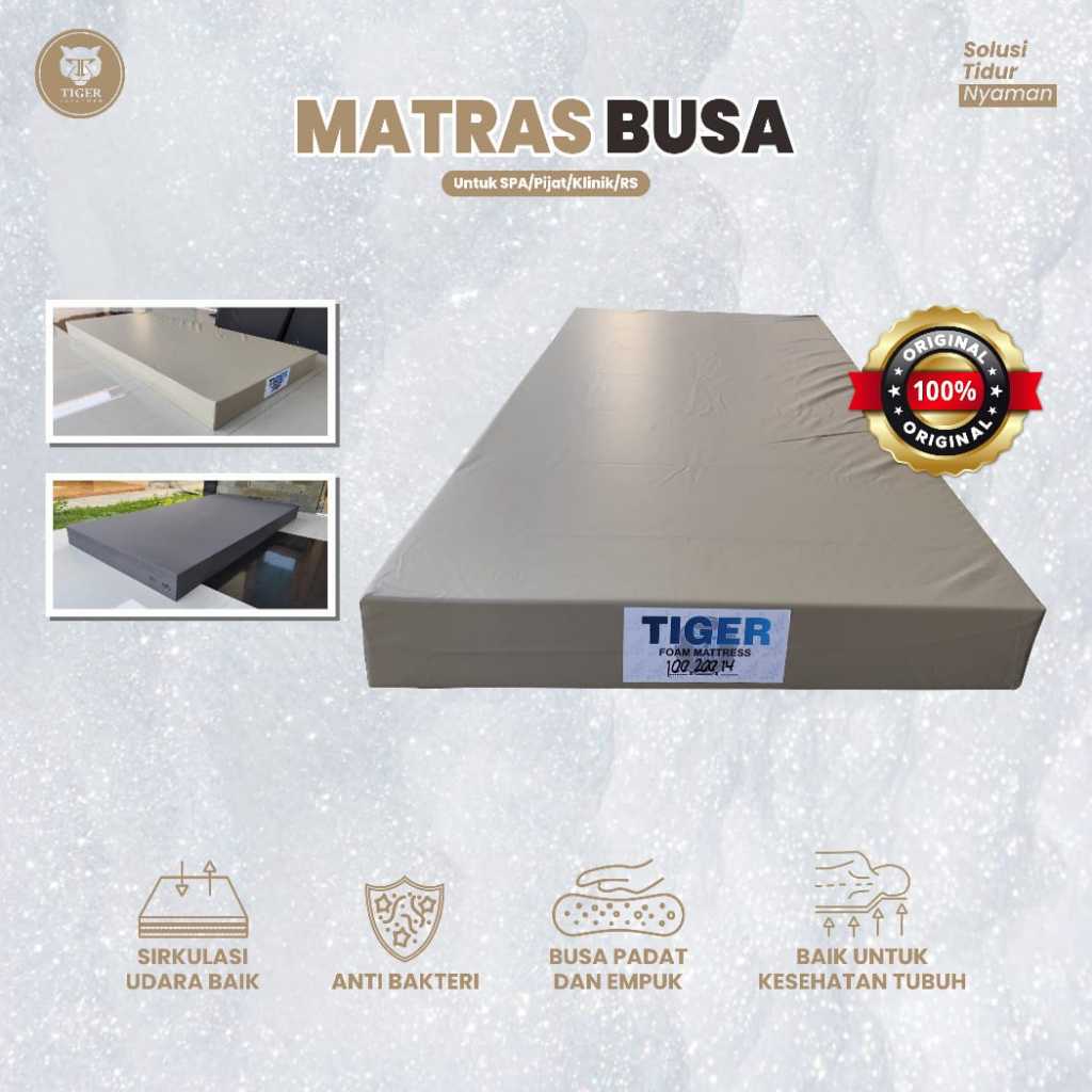 TIGER JAYA Matras Serbaguna Cover Oscar Ukuran 200 x 100 x 14 cm Desain Ergonomis Busa Hitam Padat T