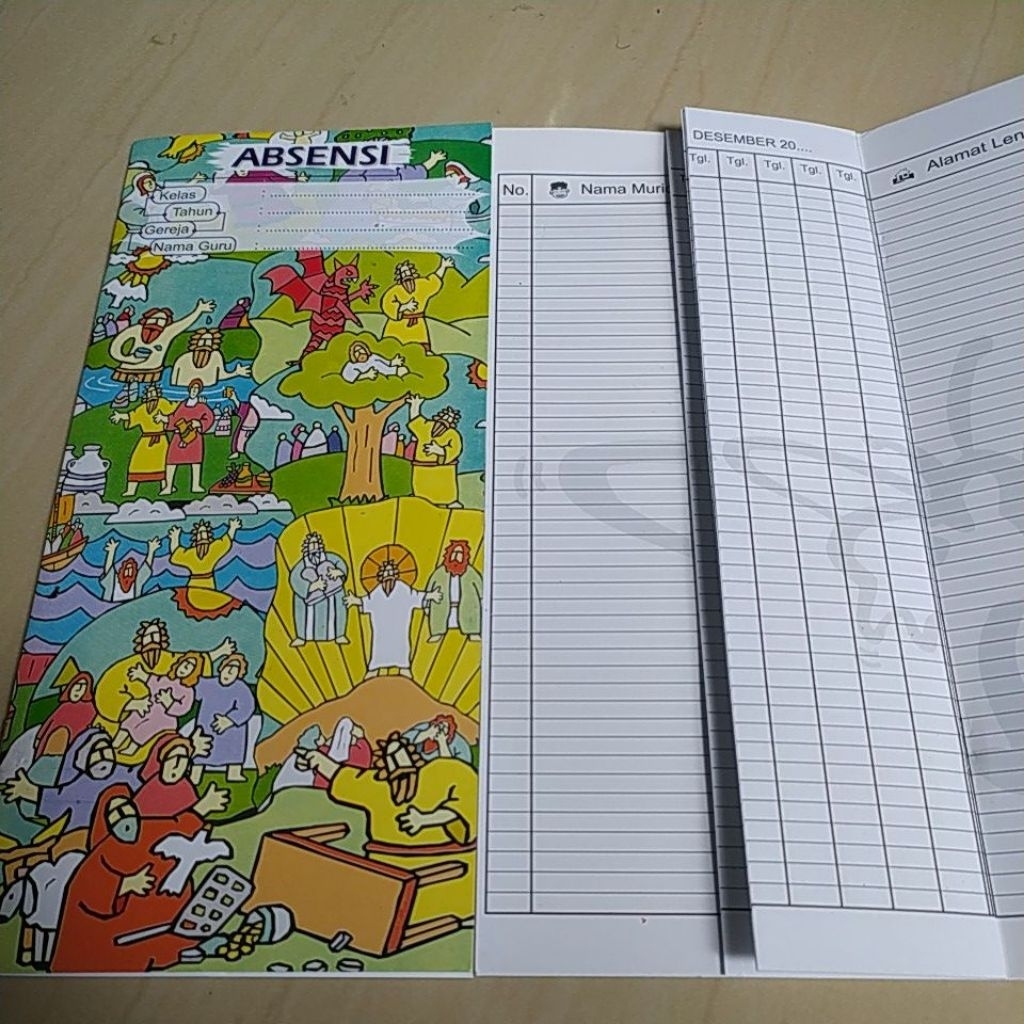 buku absen sekolah Minggu
