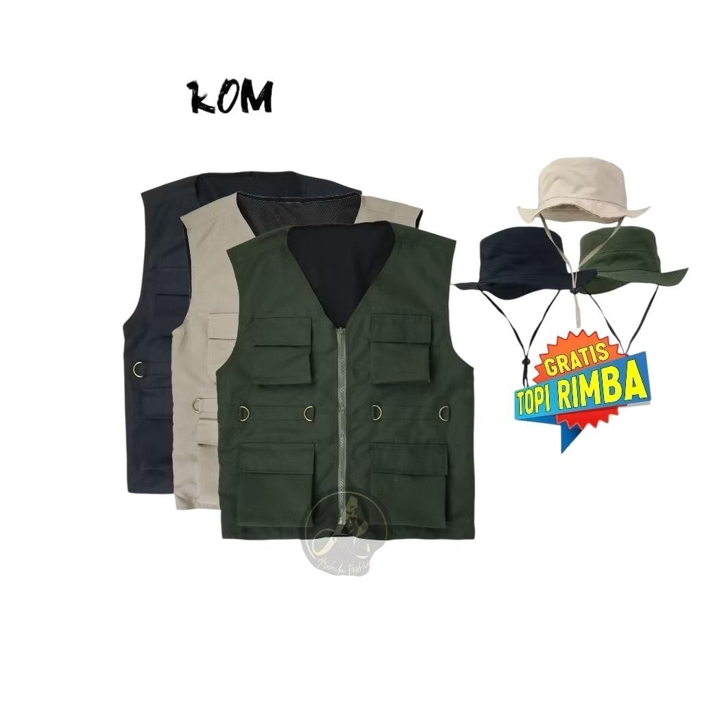 Rompi Lapangan CARGO Dewasa GUNUNG VEST Free Topi Bisa Dipakai Cewek/Cowo Unisex