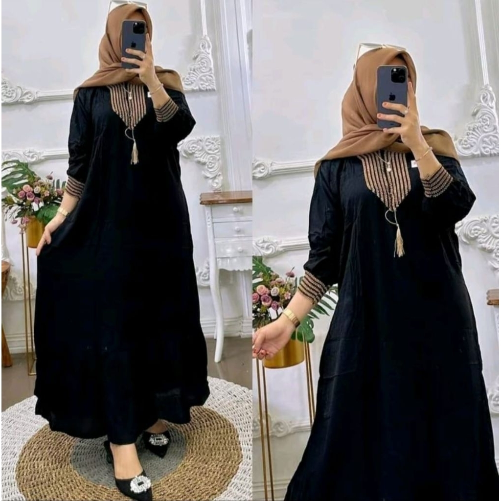 Gamis Renda Kekinian Gamis Polos Renda Bahan Rayon Katun Adem Terbaru