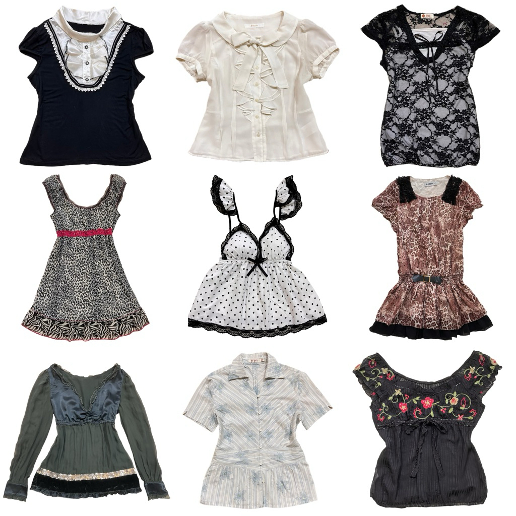 Batch 10 || Vintage 2000s Grunge Gothic Leopard Polkadot Milkmaid Coquette Morikei y2k Coquette Polk