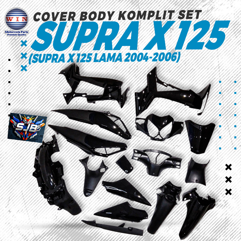 WIN BODY SET COMPLETE KAP BODY KOMPLIT FULL BODI KASAR HALUS SUPRA X 125 2004 SUPRA X 125 LAMA HITAM
