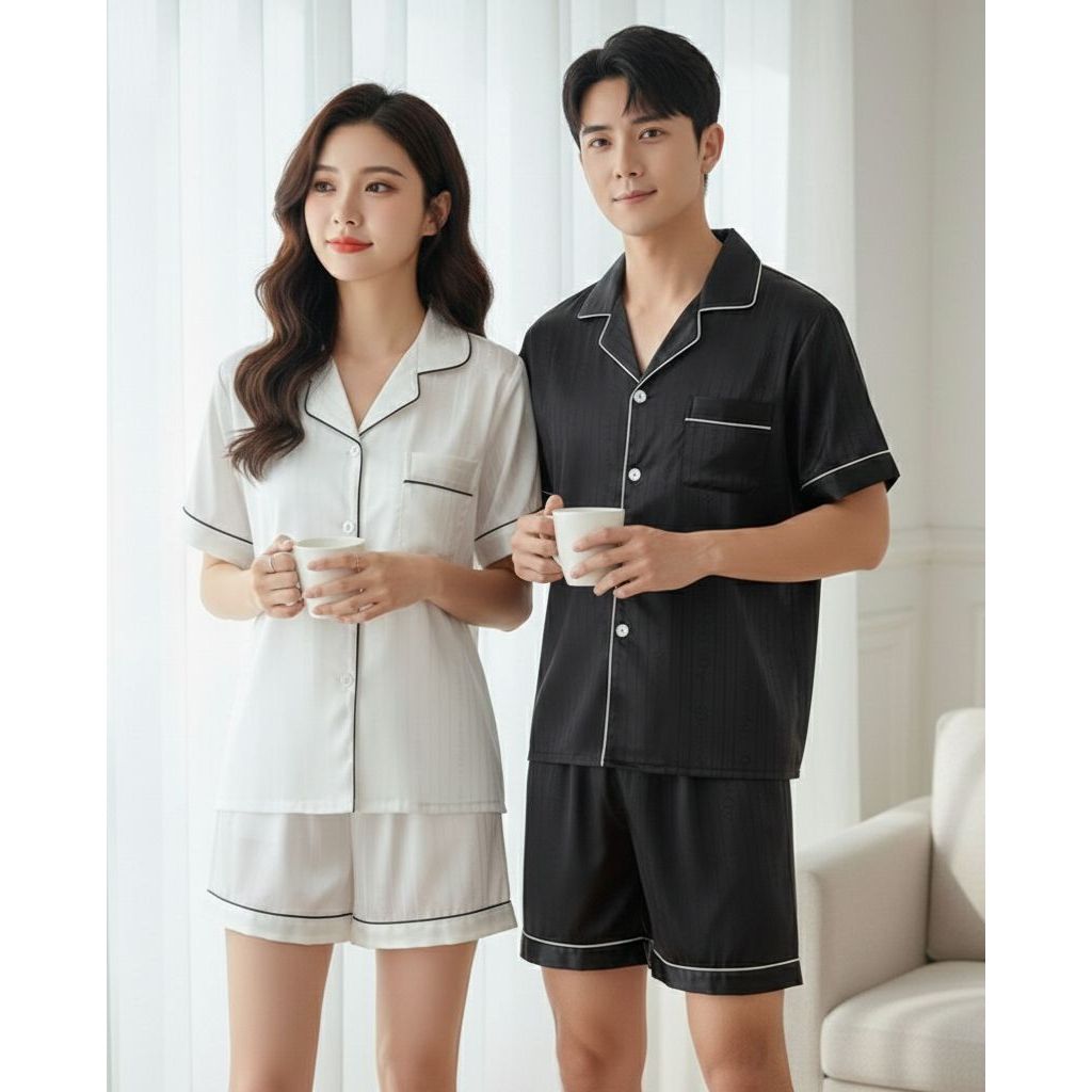Piyama Couple Premium Pria Wanita  Baju Tidur Pasangan Mewah  Adem