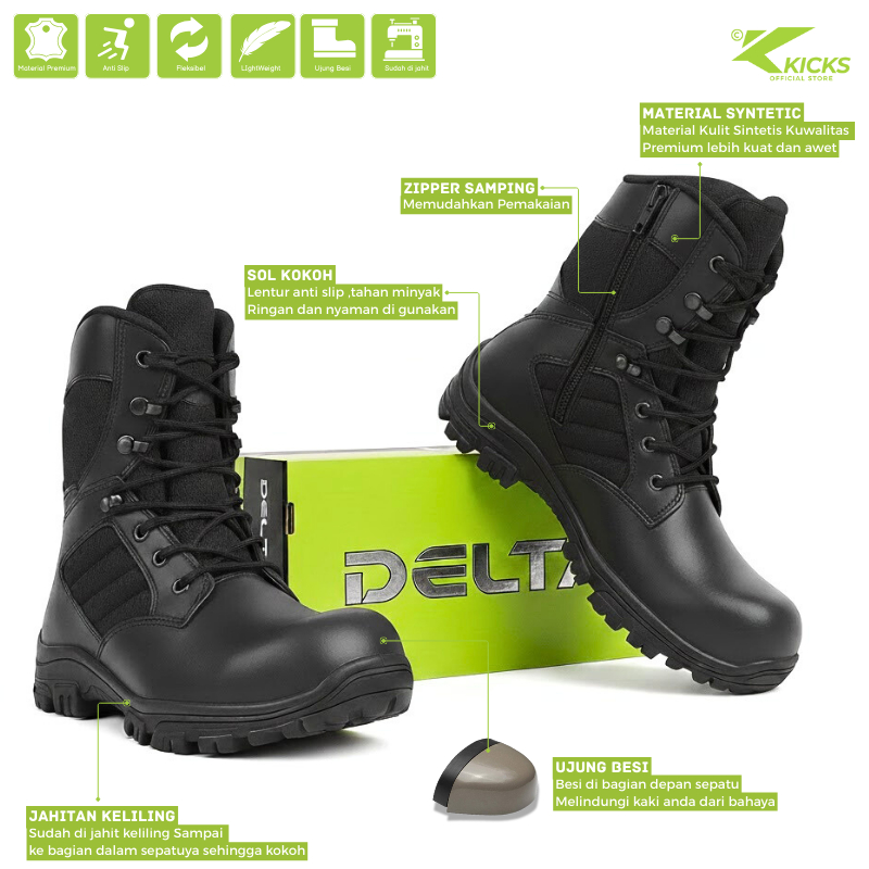 Sepatu PDL Pria DELTA SCORPION 8 Inch Sepatu Boots Pria Tactical Militer Security Safety Kerja Lapan
