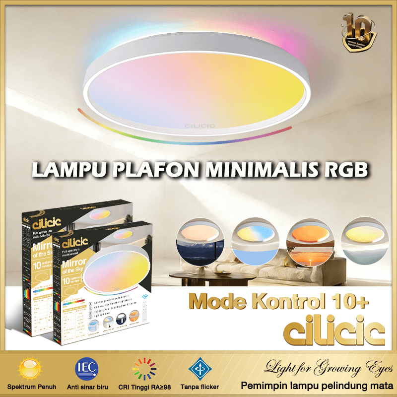 [CILICIC] Lampu Plafon LED RGB Peredupan Tanpa Langkah Lampu Hias Kamar Tidur Aesthetic