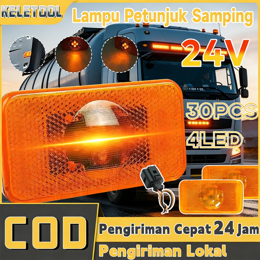 30PCS Lampu Sein Samping Truk LED Lampu Variasi Truk Lampu Volvo Truk Lampu Led Truk 24 Volt Led Sei