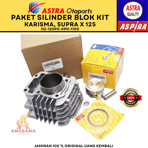 BLOK SAHER + PAKET SAHET PISTON KIT, CILINDER BLOK KARISMA, SUPRA X 125 - ORIGINAL ASPIRA