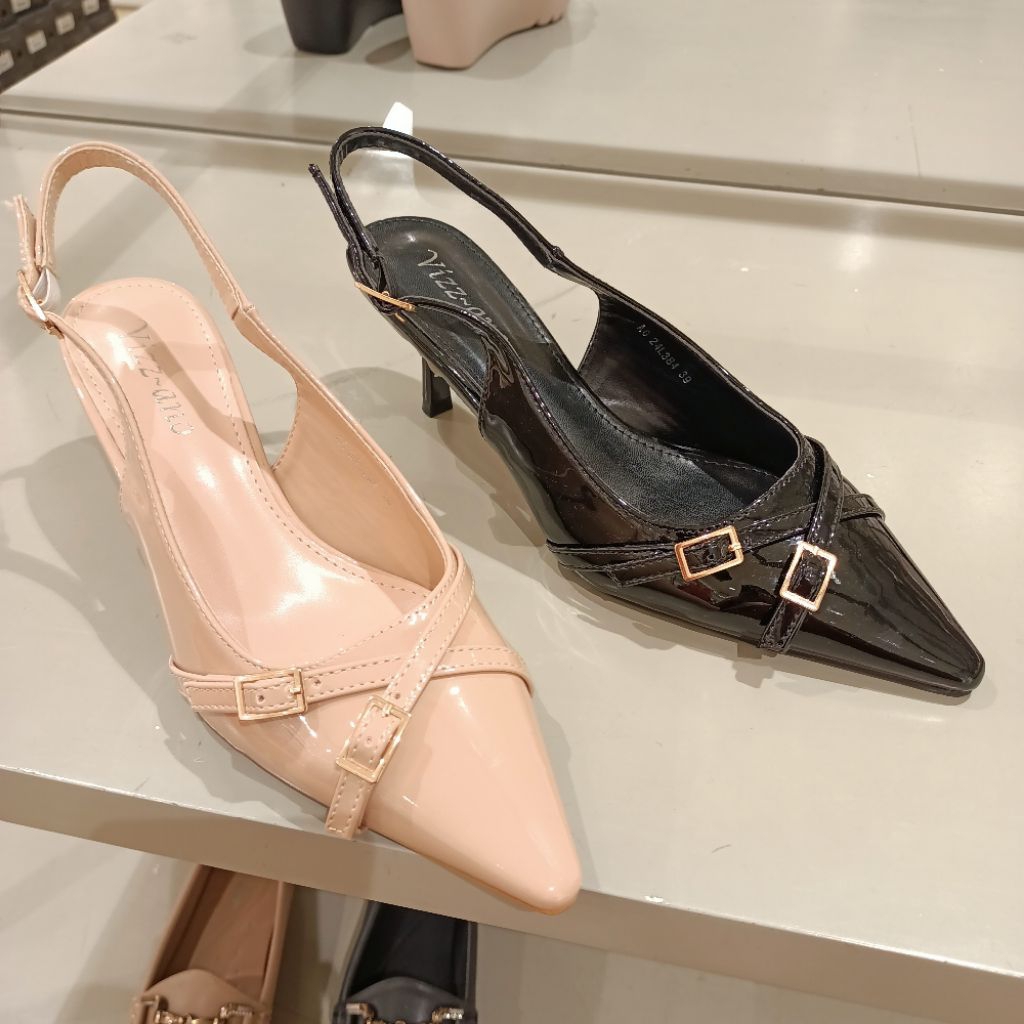 sepatu wanita slingback heels 5cm VIZZANO original