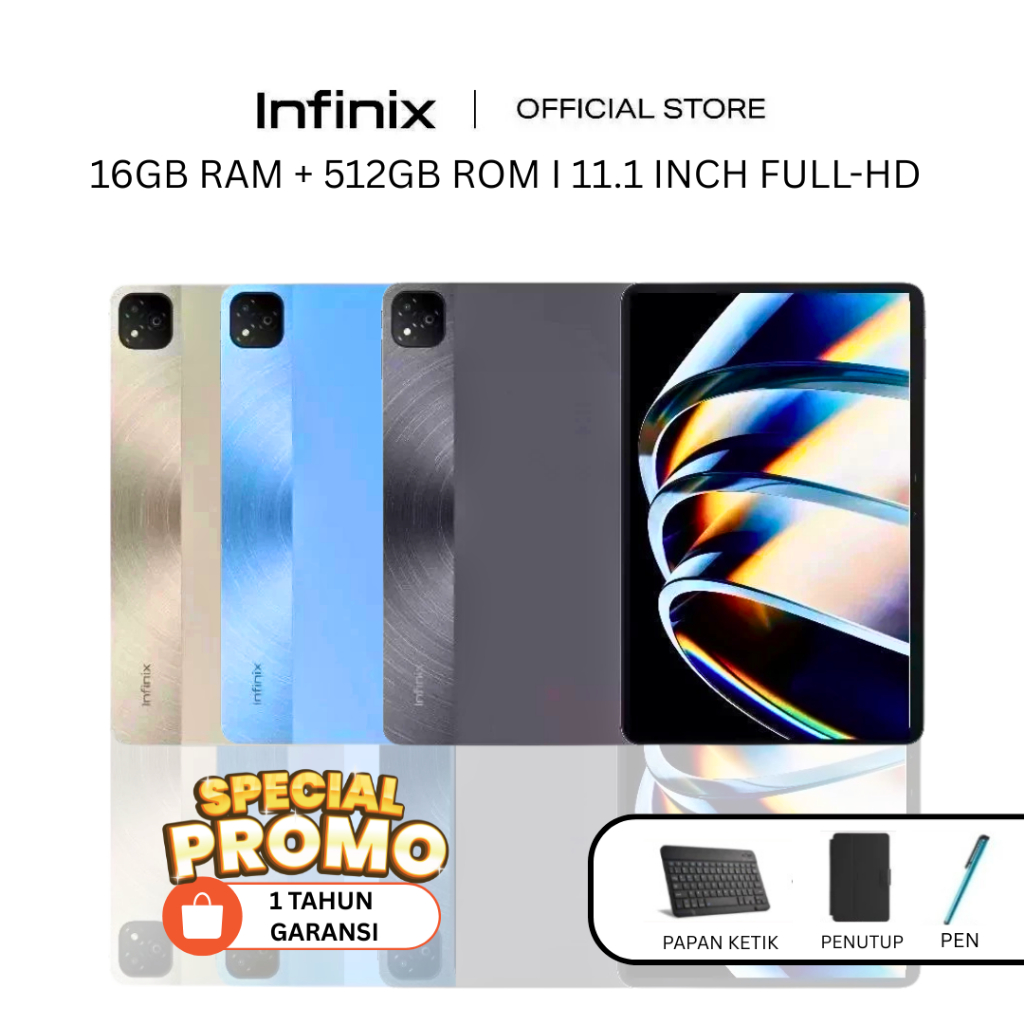 Infinix XPad Tablet 16GB RAM +512GB ROM – Garansi Resmi, Performa Cepat, Layar Besar