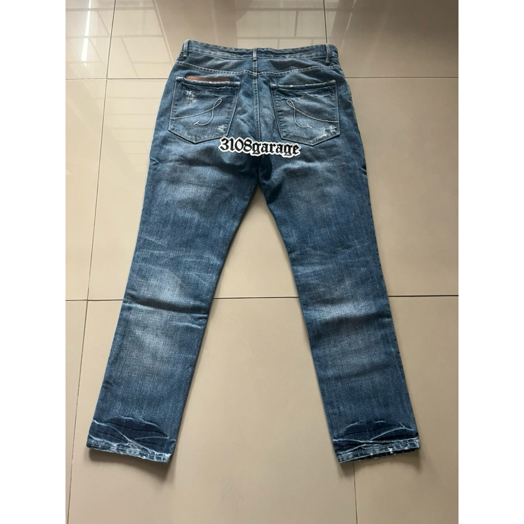 Celana panjang pants mens pria sixteen denim scale denim jeans blue sz 34 good cond used ripped