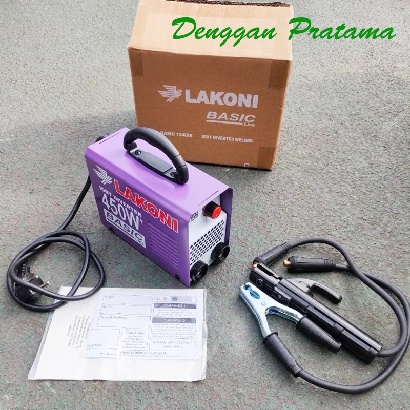 Mesin Las Lakoni Basic 124IXR 450watt IGBT MMA Inverter Set Tang Las Tang Masa