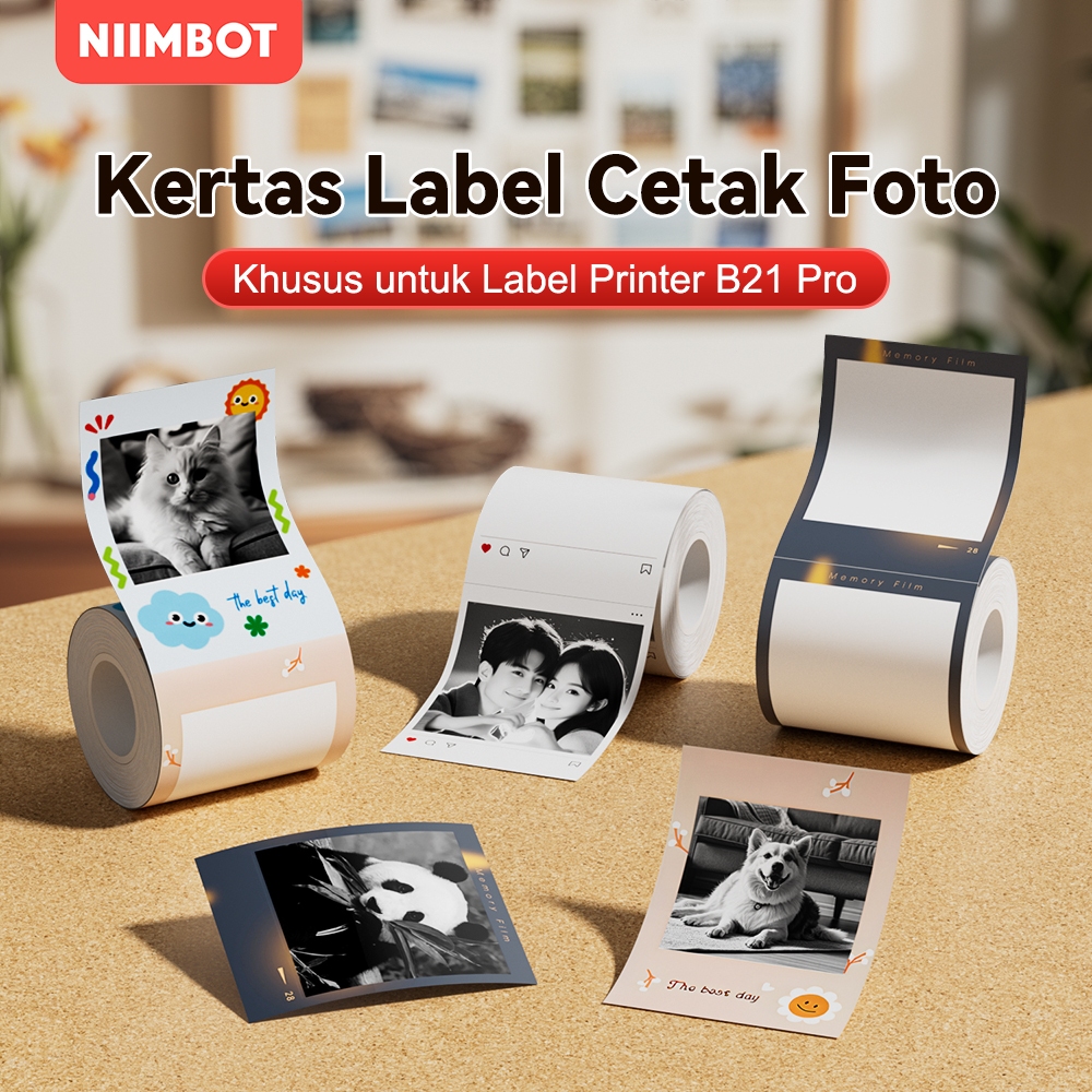 NIIMBOT B21PRO/ B1PRO/B2PRO Kertas Foto Khusus, Stiker Label Gambar dan Foto, Printer Foto Portabel