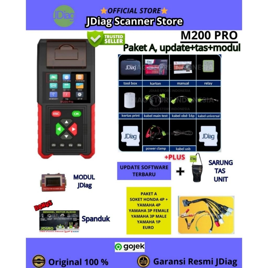 M200PRO JDIAG REMAP ECU HONDA JDIAG M200 PRO WITH PRINTER SCANNER SEMUA MOTOR