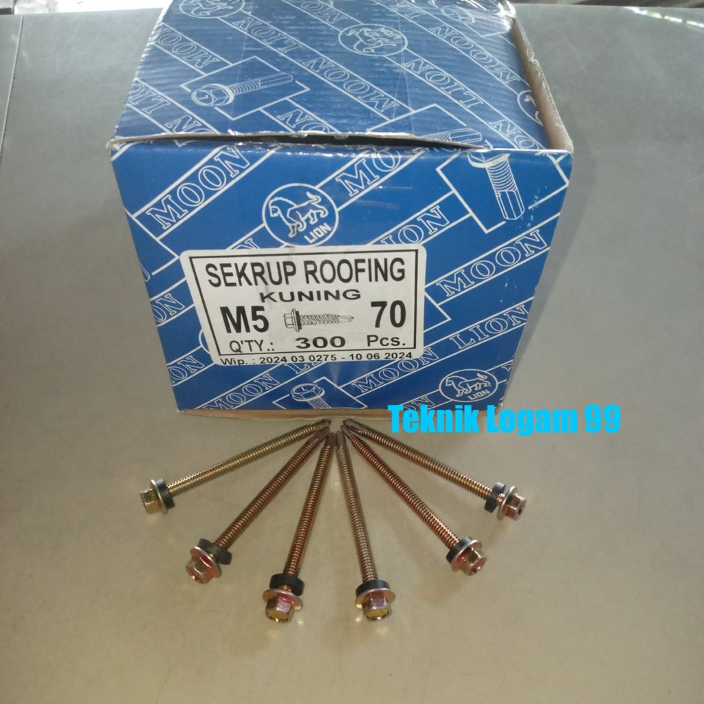 SEKRUP BAUT ROOFING ATAP LION M5 X 70 (7 CM) MOONLION 300 PCS