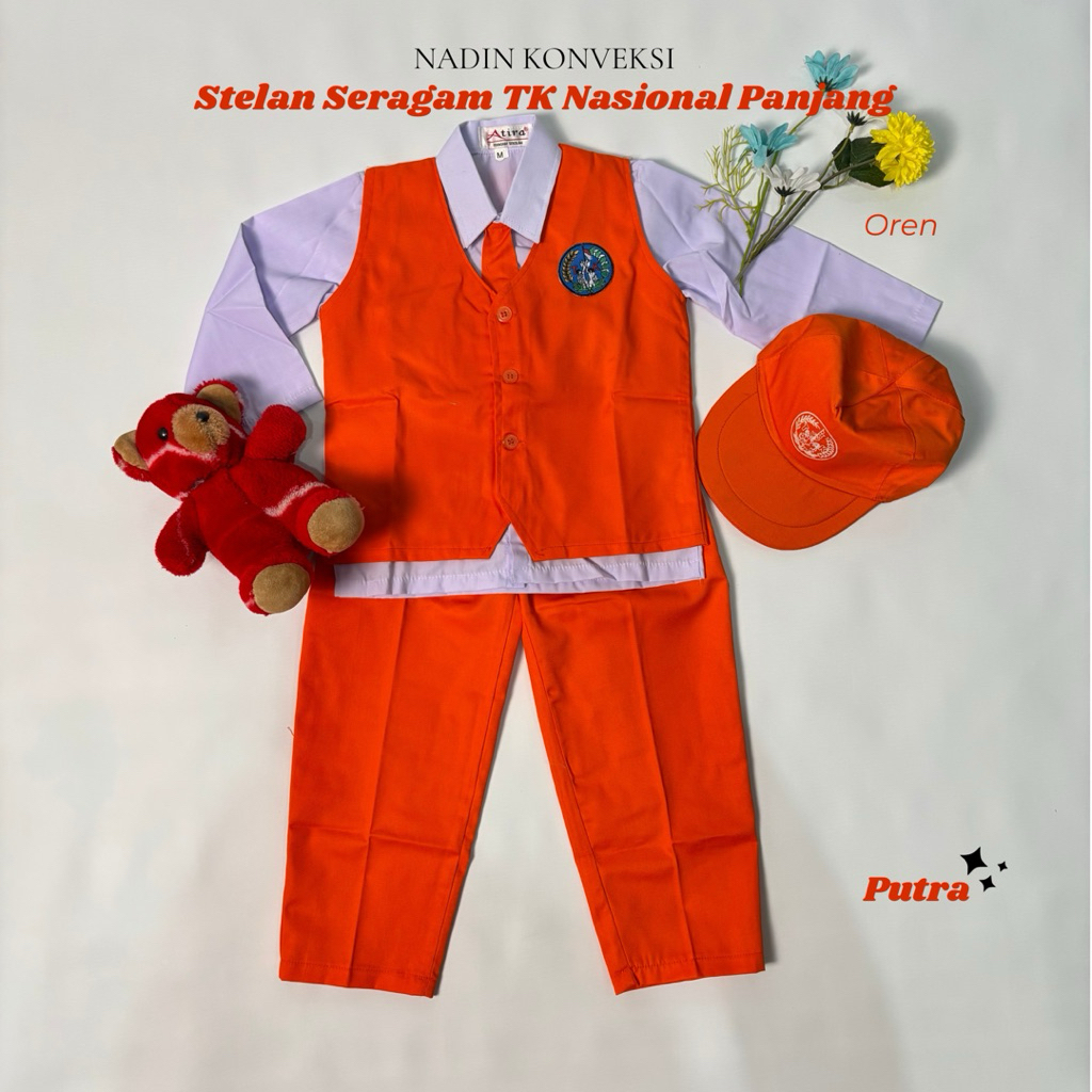 STELAN SERAGAM BAJU TK NASIONAL PANJANG - OREN #714 PUTRA
