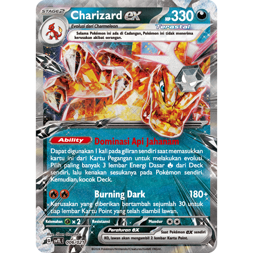 CHARIZARD EX RR STAPLE POKEMON ORIGINAL INDONESIA