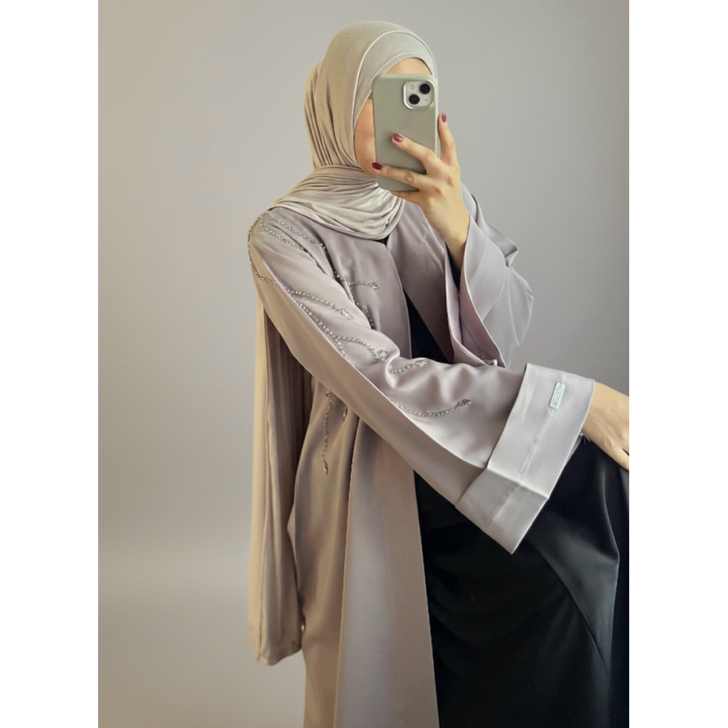 By Wardah || Khadijah Abaya Grey | abaya couple | set ibu anak | Dress cuople