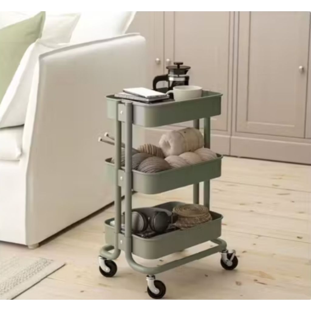 Trolley Dapur dengan 3 rak serbaguna merk IKEA
