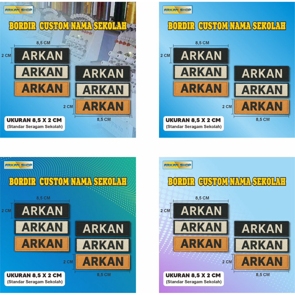 BORDIR NAMA SERAGAM SEKOLAH BED SISWA COSTUM