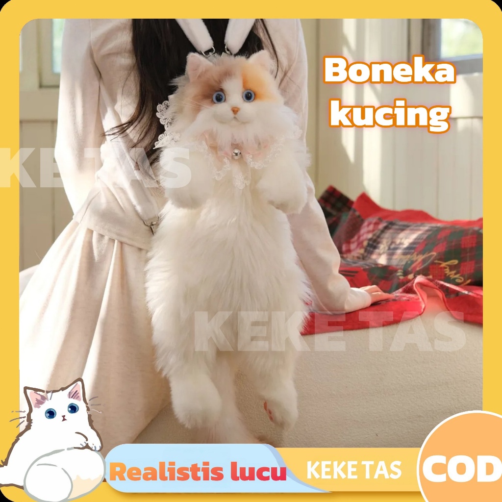 [COD] Ransel PET Ragdoll/Tas Ransel Boneka Kucing Realistis/Tas Ransel Plush Boneka/Tas Ransel Lucu 