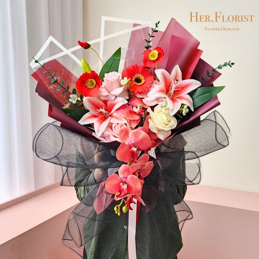 HER.GS  [LILY] Artificial + Dried Flower Bouquet/ Buket Lili Besar Buket Jumbo/ Wisuda Lamaran
