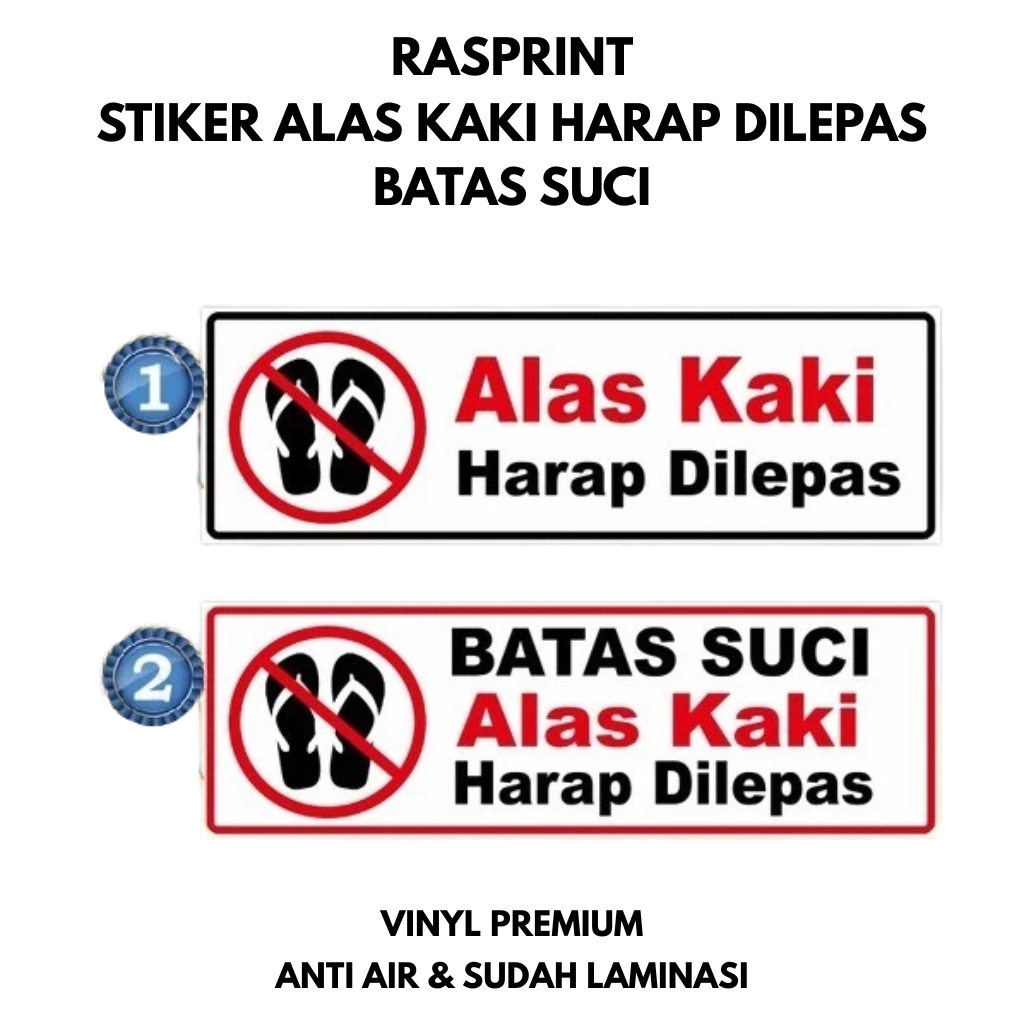 stiker alas kaki harap dilepas, stiker batas suci