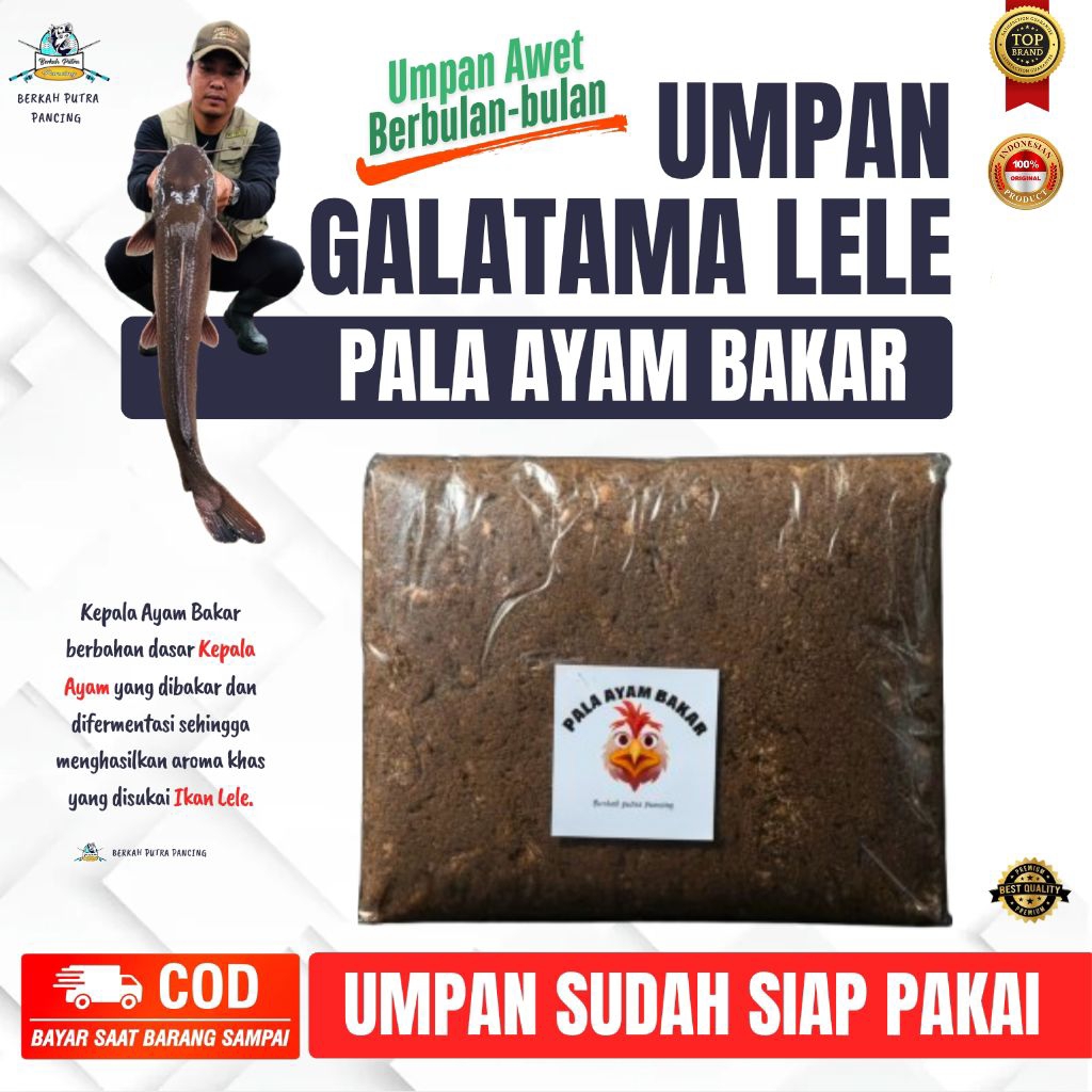 Umpan Mancing Galatama Lele Kepala Ayam Bakar Super Premium Siap Pakai