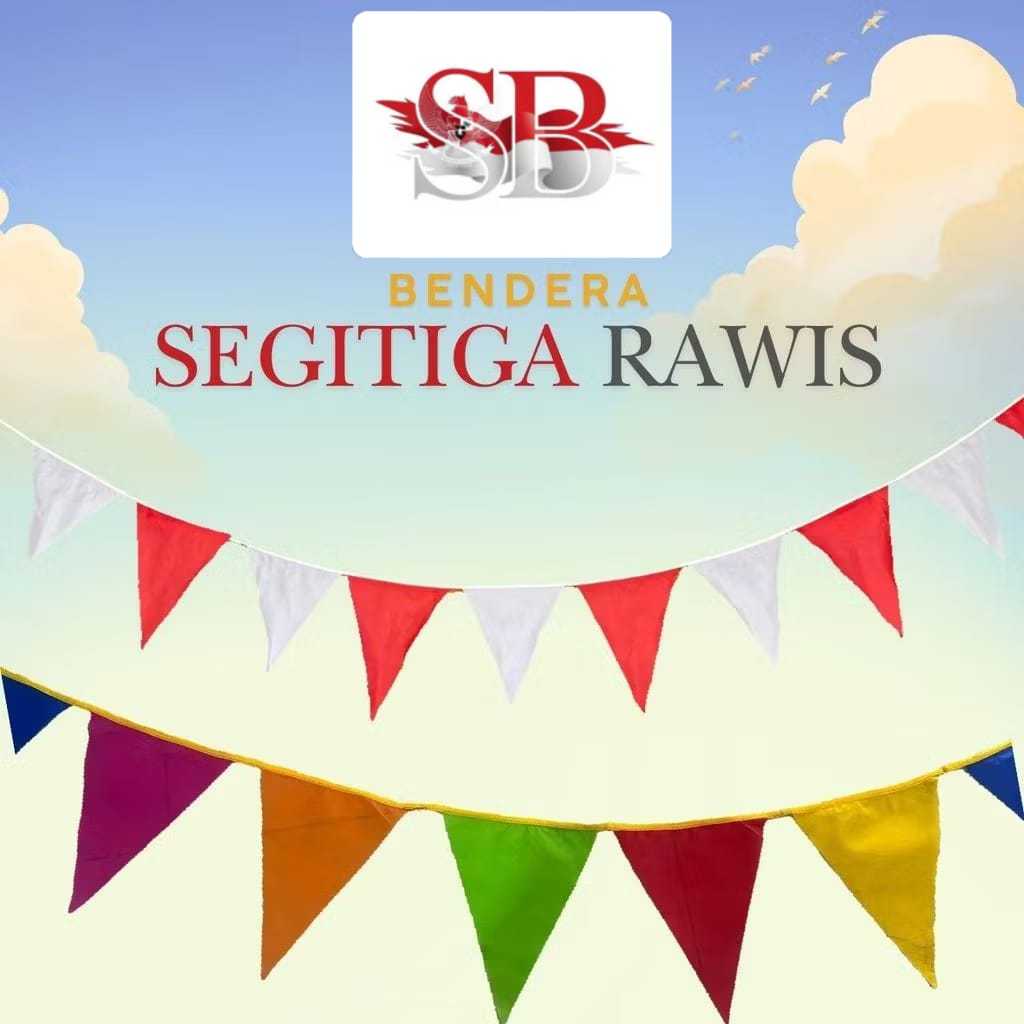 ( 5 meter) Bendera rawis segitiga warna warni / bendera renteng segitiga warna warni/ bendera rantuy