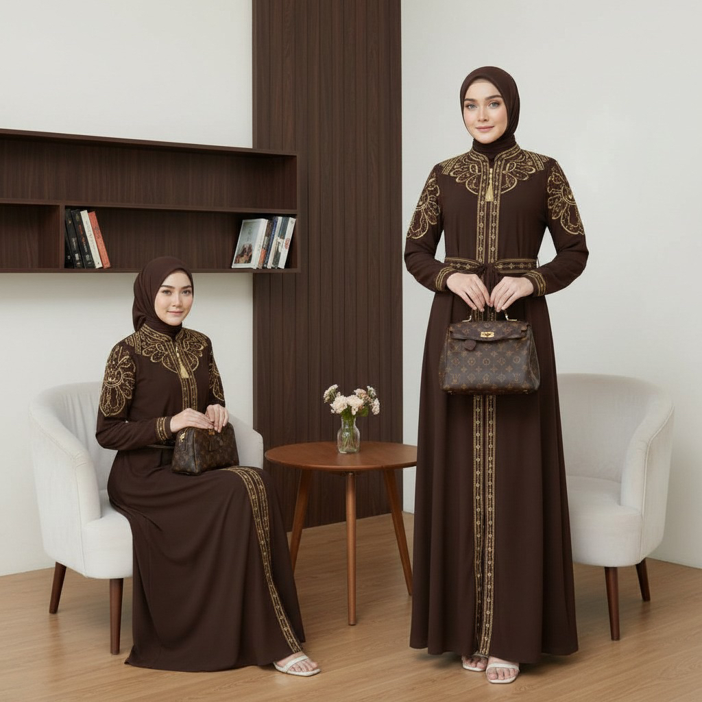 ANISA DRESS SET HIJAB GAMIS BORDIR MIX PAYET GAMIS KONDAGAN SET HIJAB