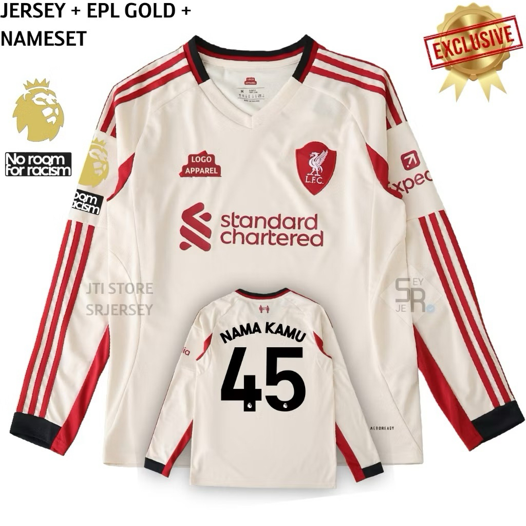 Jersey Liverpool Away 2025 2026 Longsleeve - Jersey Lvrpl Away Lengan Panjang Grade Original