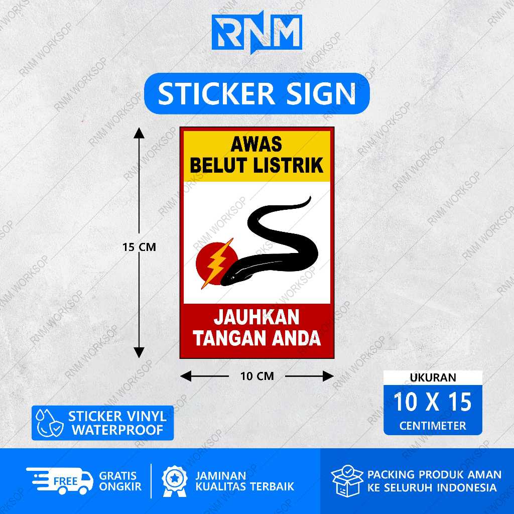 STICKER UNTUK AQUARIUM AWAS BELUT LISTRIK 10 X 15