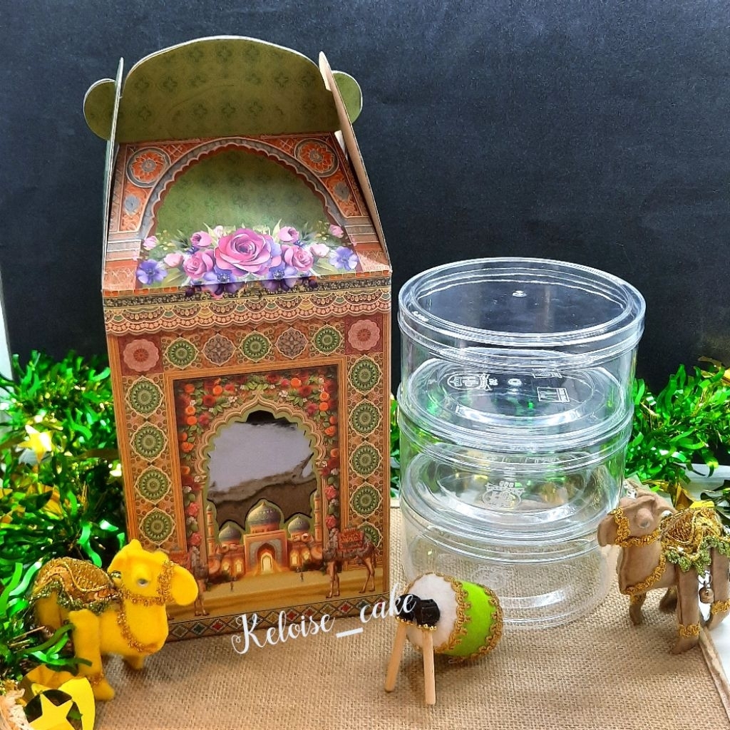 ( isi 10 pcs / @ 10.000 ) BOX/DUS KUE KERING IDUL FITRI ISI 3 TOPLES 500 GR