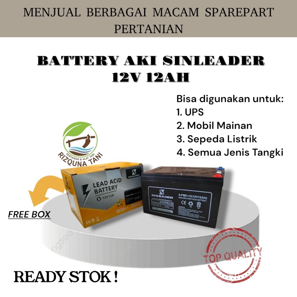 AKI  BATTERY SINLEADER 12V 12AH / AKI SINLEADER ORIGINAL / AKI SPAREPART / AKI UPS/ AKI MOBIL MAINAN