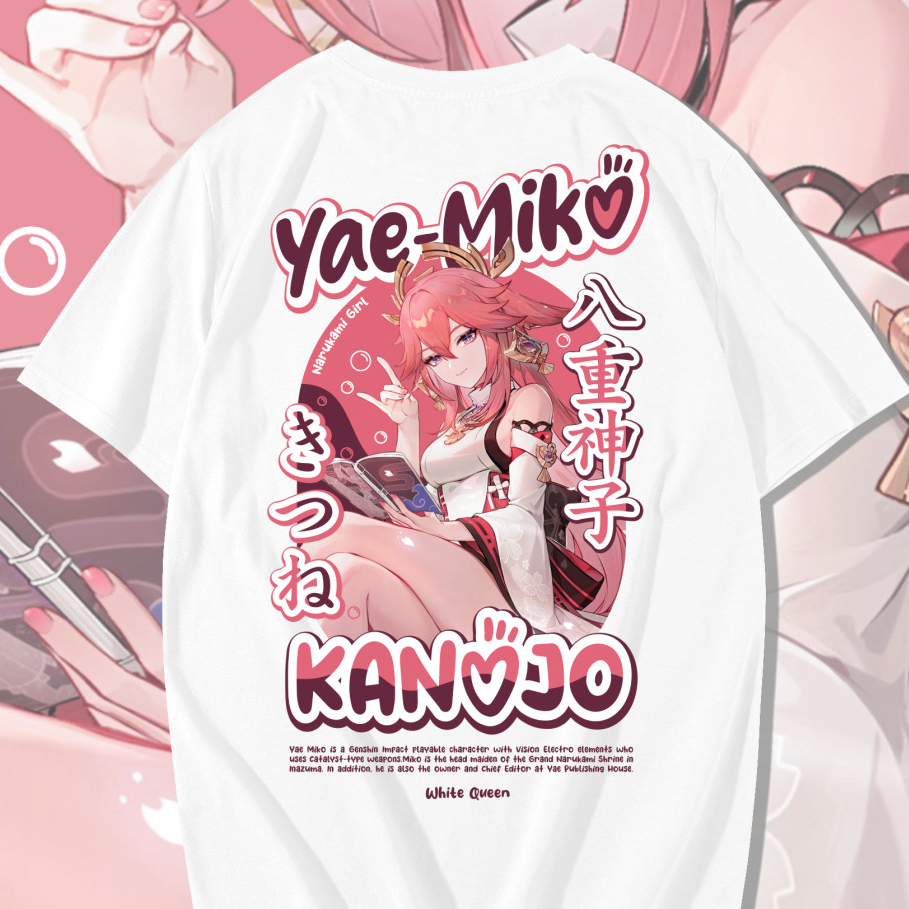 KAOS Anime YAE MIKO GENSHIN IMPACT KANOJO KITSUNE - KAOS DISTRO PRIA & WANITA KAOS ANIME & GAME GENS