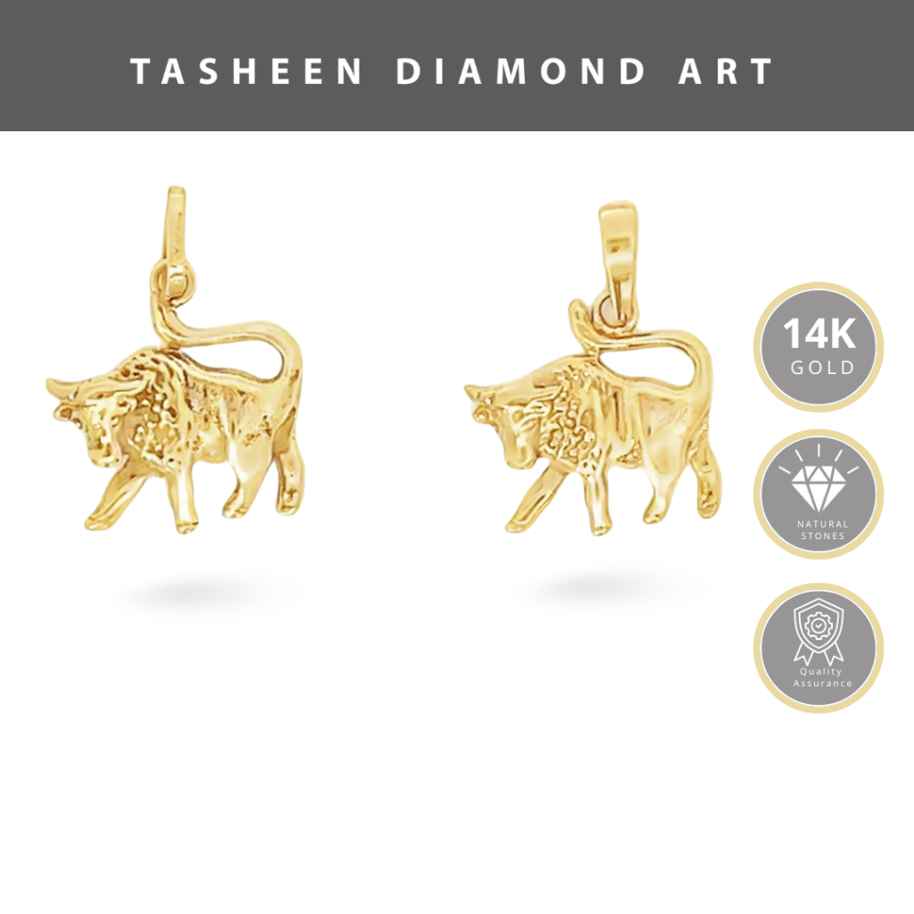TDA Gold Taurus Mighty Bull Zodiac Charm Pendant Liontin Kalung Emas Asli