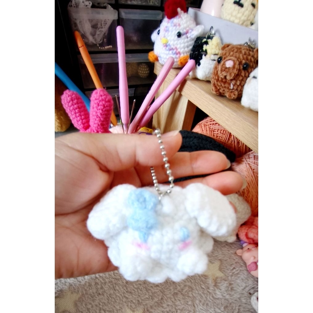 Amigurumi Cinnamoroll cupcake-gantungan tas/kunci