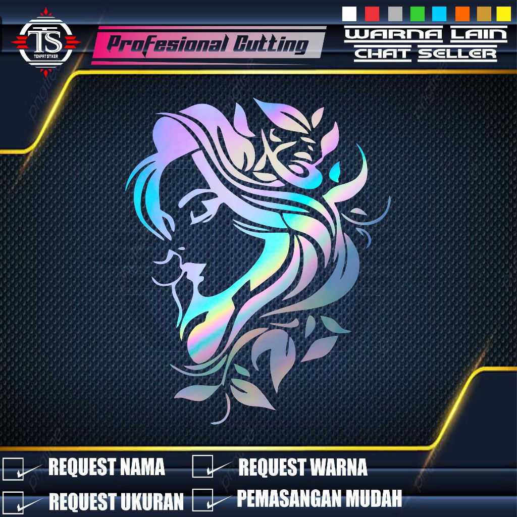 TS Stiker Motor siluet cw tribal Mobil Kepala wanita bunga Tempel Decal Acessories Mobil Anti Air