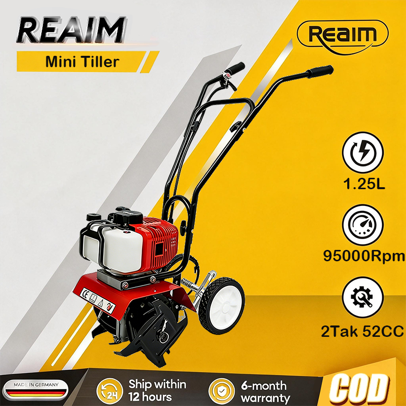 Reaim mini Cultivator Quick Cakar Baja Cultivator Mini Alat Tanam Jagung Mini Tiller Bensin Pengolah