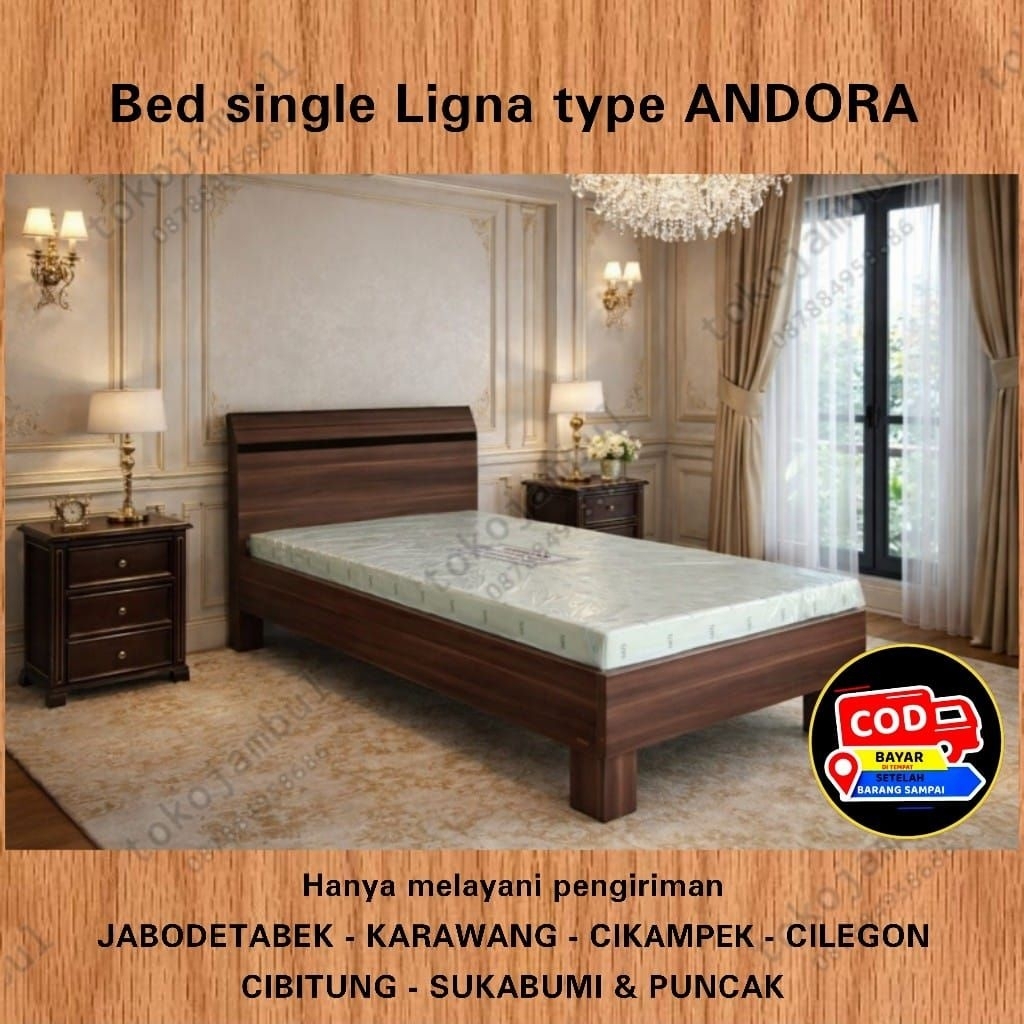 Ranjang bed tempat tidur LIGNA series ANDORA SINGLE (200x90)