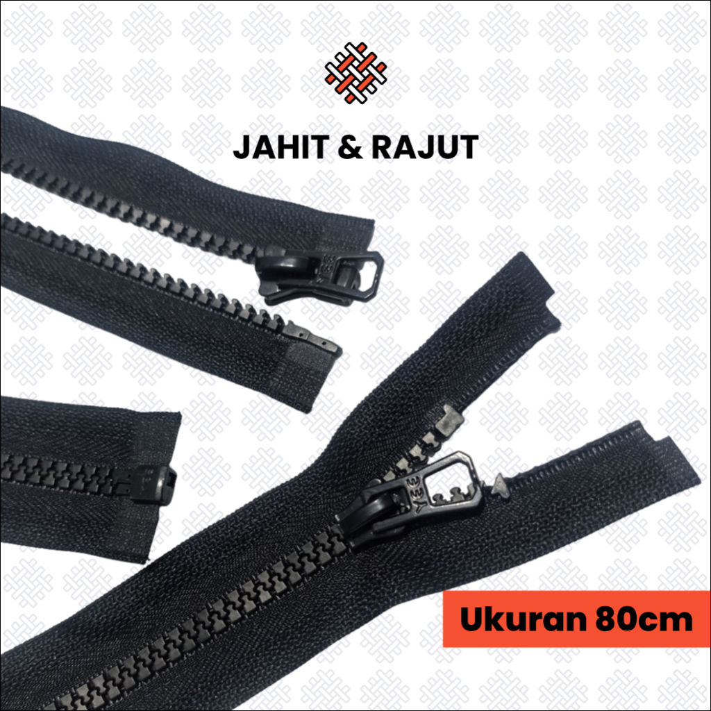 Resleting jaket YEE hitam ukuran 80cm
